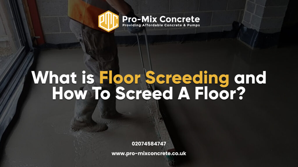 Construction worker leveling fresh floor screed for a smooth, durable finish by Pro-Mix Concrete